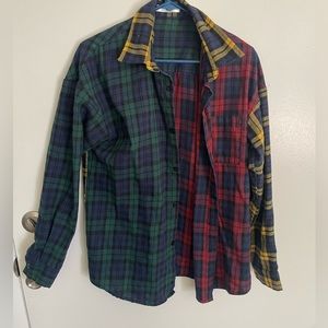 Multicolored menโs patchwork style flannel